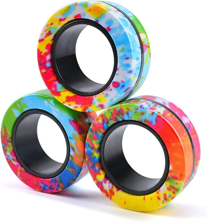 3Pcs Magnetic Rings Fidget Toy Set, Idea ADHD Anxiety Magnetic Fidget Toys Adults Fidget Spinner ... | Amazon (US)