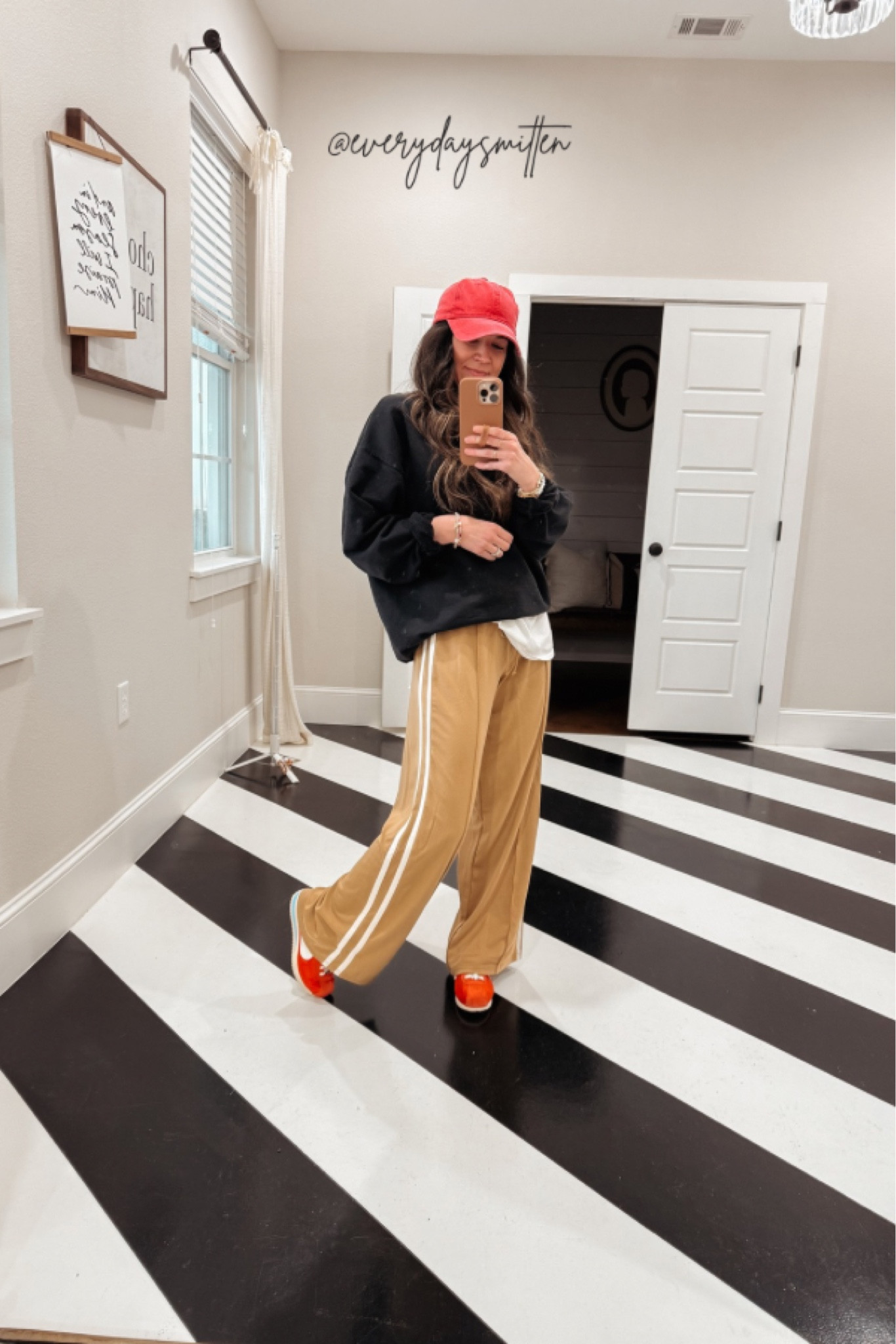 Comfy cozy outfit! 
-track pants: XS (on sale for $19.99)
-black sweatshirt: L; I always size up 1-2 sizes in these
-red nike cortez: 6.5 
-white layering tee: L; I size up 1-2 in these
-code smitten for 20% off allie&bess

#LTKStyleTip #LTKSeasonal #LTKFindsUnder50

#LTKTravel #LTKSeasonal #LTKSaleAlert