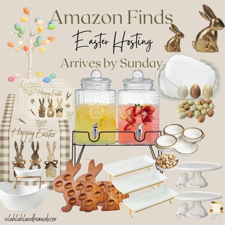 Easter hosting? Here are some great selections that arrive by Easter Sunday! Bunny serving tray | easter egg decor | drink dispenser | gold bunny decor | easter bunny placemat | runner | serving bowl dish | @amazon | #amazoneasterdecor #easterdecor 

#LTKhome #LTKsalealert #LTKfindsunder100