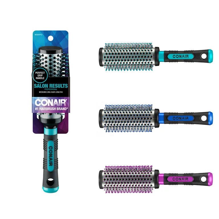 Conair Professional Large Round Hairbrush with Nylon Bristles and Rubber-Grip Handle, Colors Vary | Walmart (US)