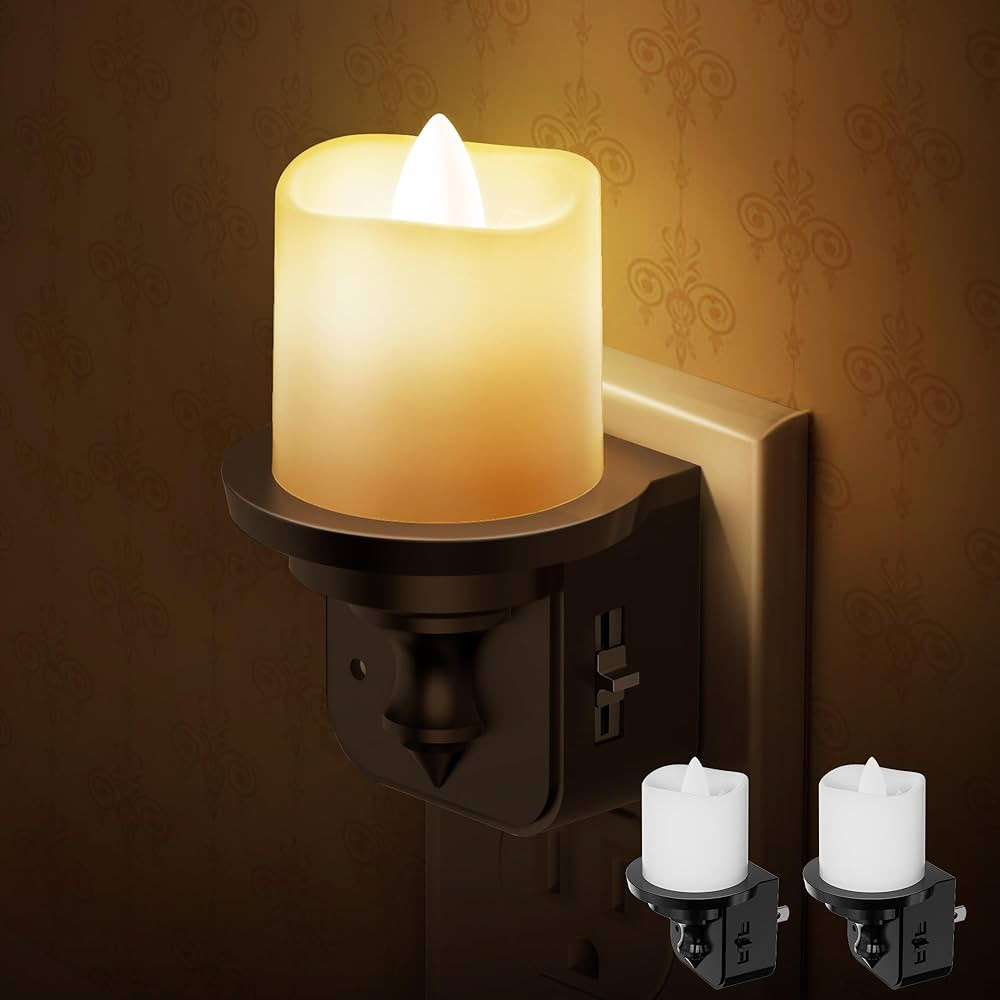 Briignite Flameless Candle Night Light, Night Lights Plug into Wall 2 Pack, LED Candle Night Ligh... | Amazon (US)