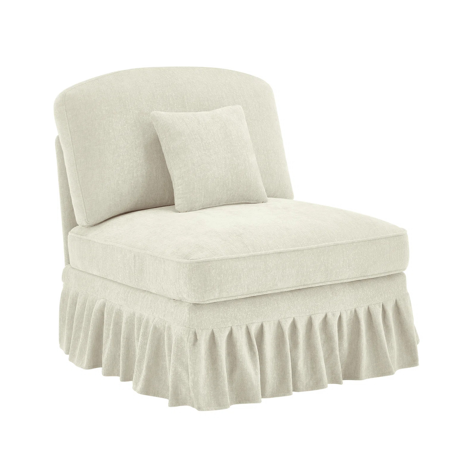 Armless Sofa Chenille W/1 Pillow -Beige+White | Wayfair North America