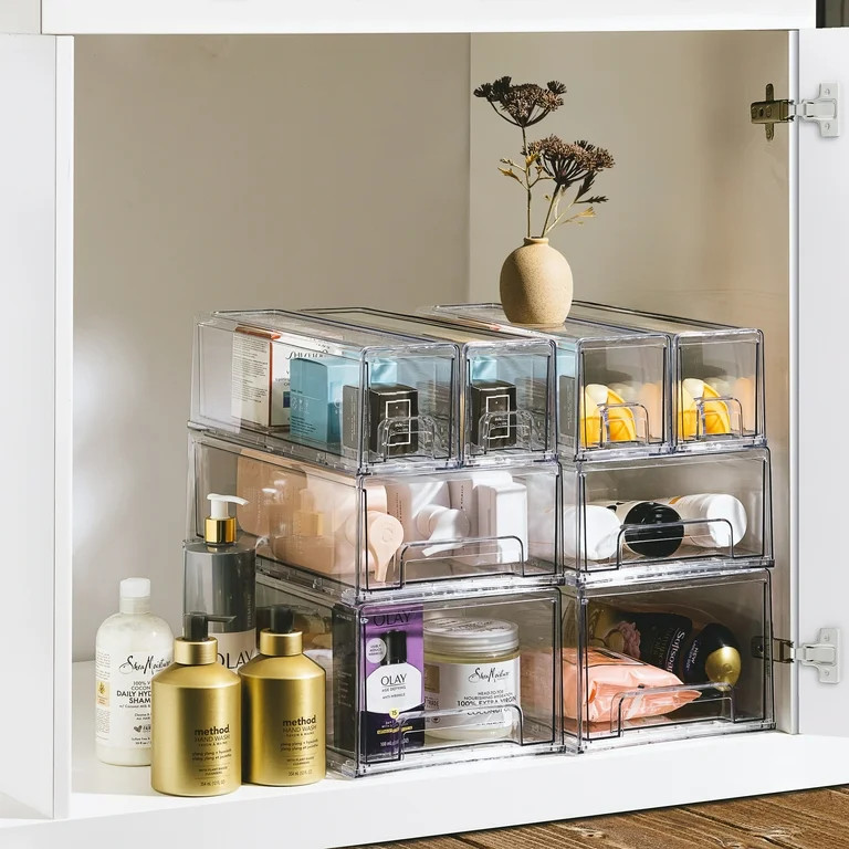Sorbus Large Clear Stackable Storage Drawers, Plastic Storage Drawers with Handles for Laundry Ro... | Walmart (US)