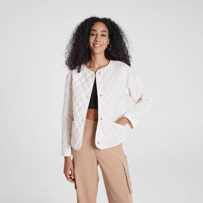 Women's Quilted Jacket - A New Day™ White L | Target