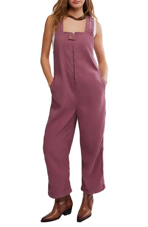 Free People Jude Denim Overalls in Rose Brown at Nordstrom, Size Large | Nordstrom