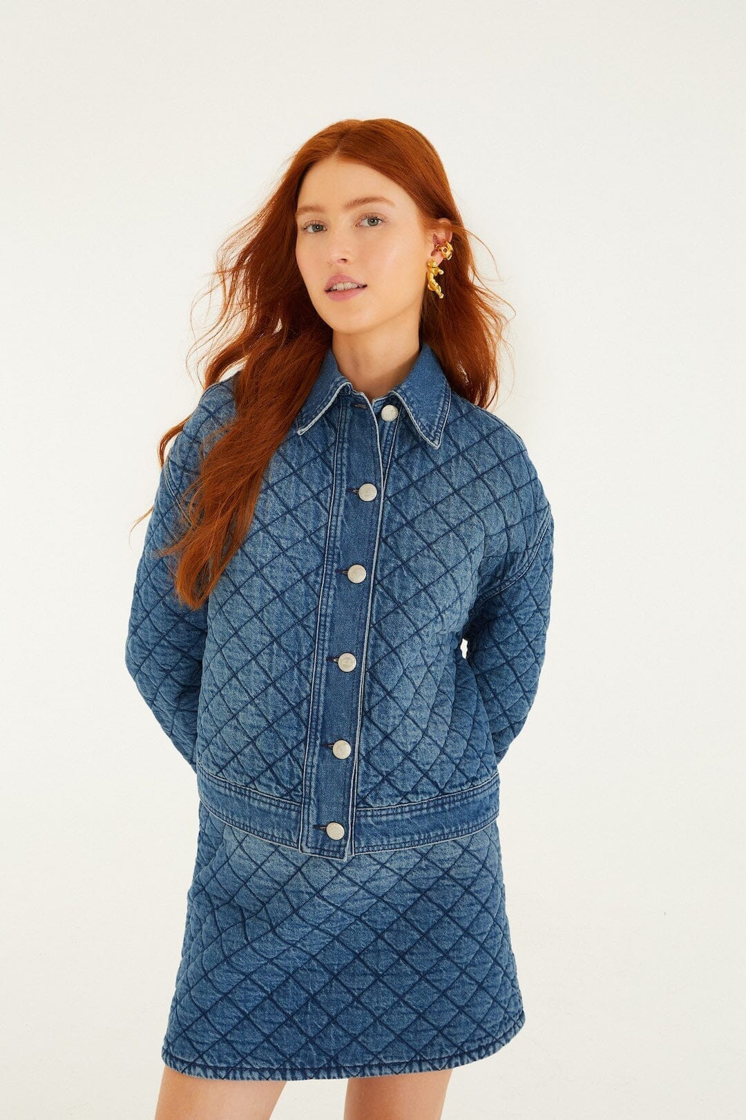 Denim Quilted Mini Skirt | FARM Rio | FarmRio (US)