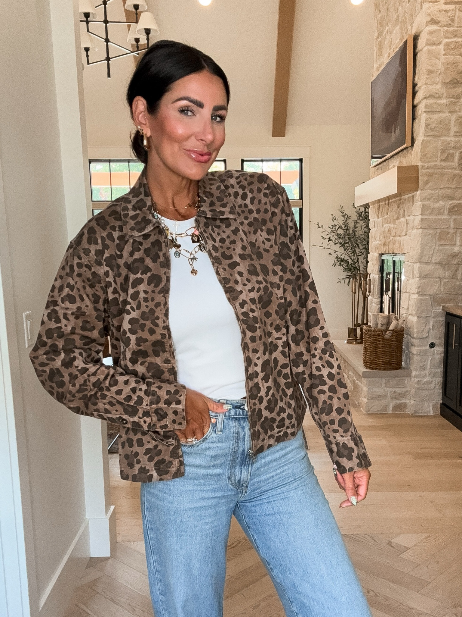 Leopard jacket | size small 
Charm necklace 

#LTKStyleTip #LTKFindsUnder50 #LTKFindsUnder100