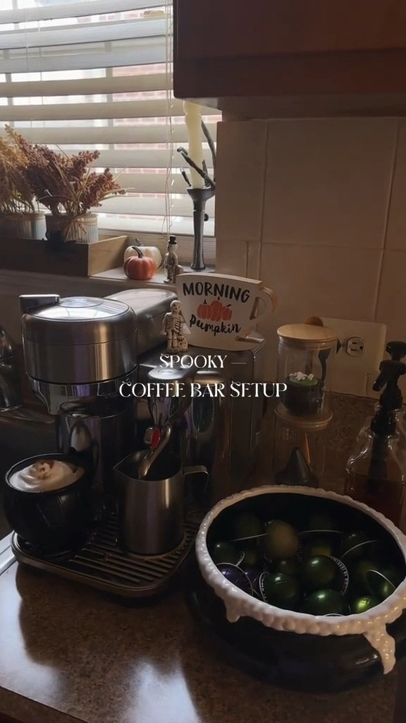 My little Coffee Bar area needed a refresh for spooky season. ☕️🎃🧙🏼‍♀️🕸️💀 

#LTKHoliday #LTKHome #LTKHalloween