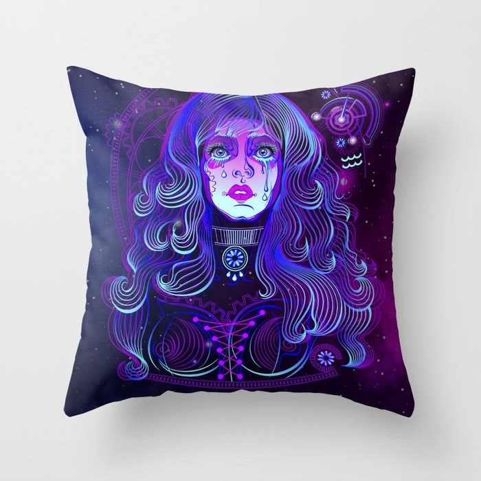 Zodiac neon signs — Aquarius Throw Pillow | Society6