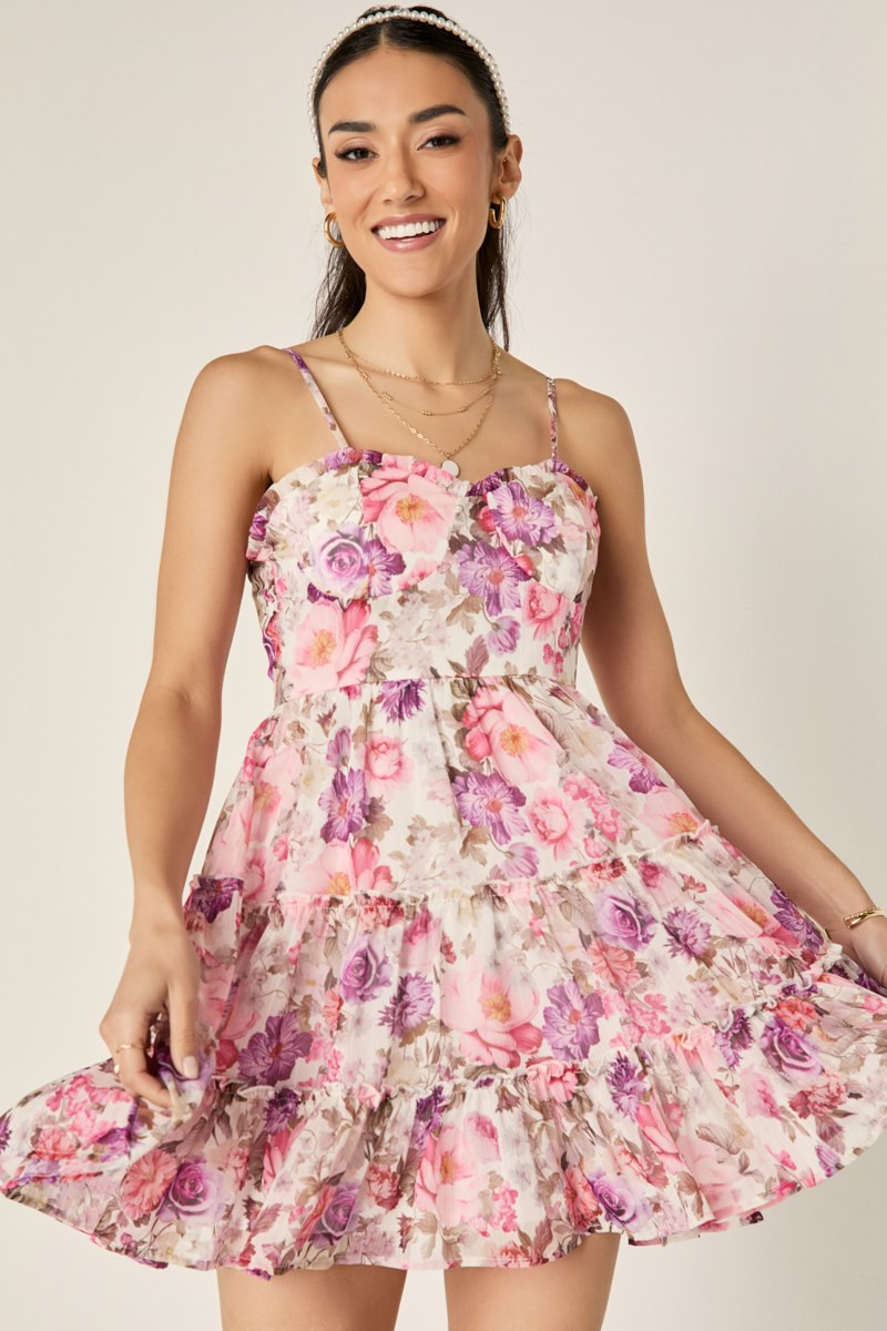 Vicky Floral Tiered Mini Dress | Francesca's