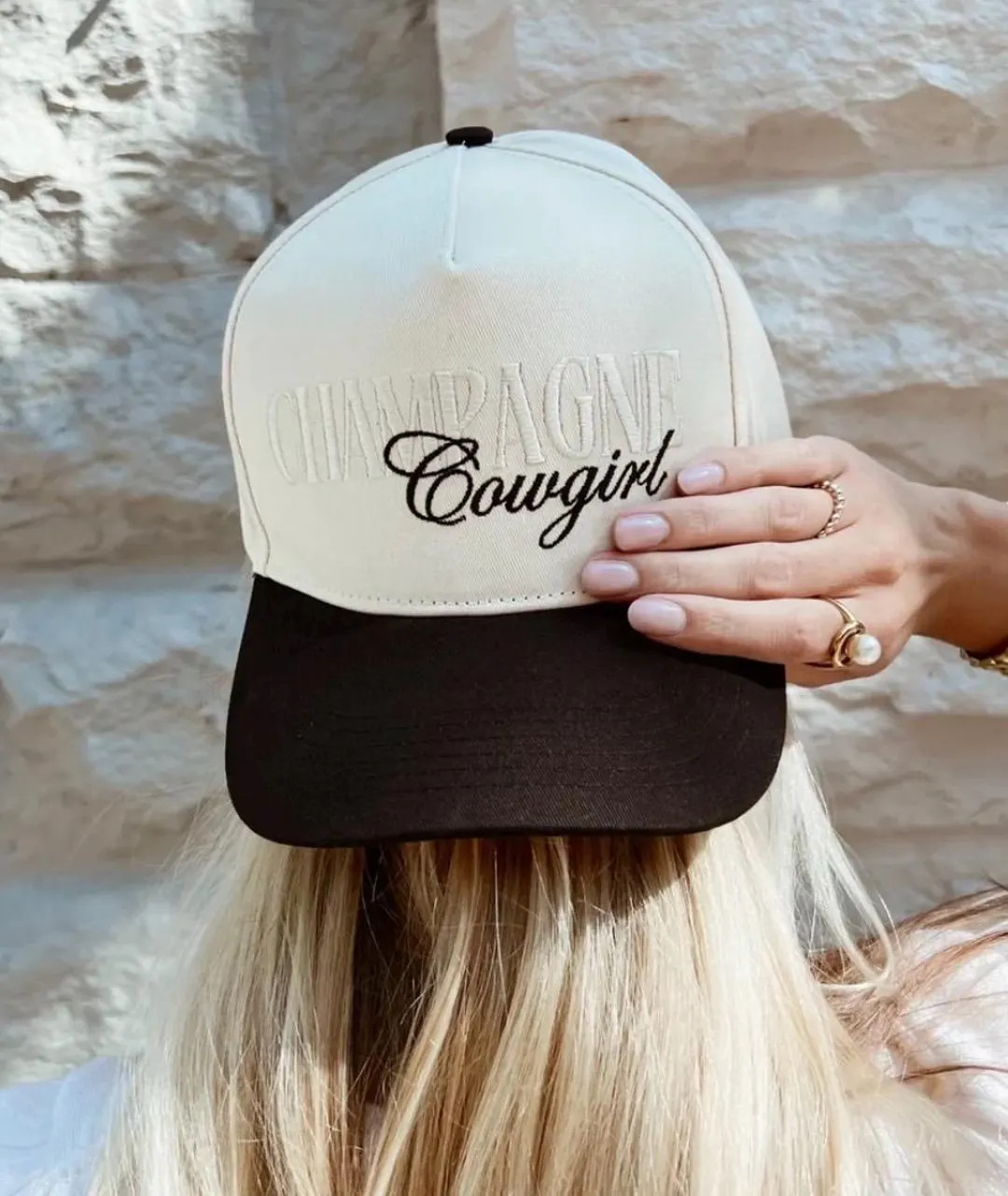 Champagne Cowgirl Trucker Hat: Vintage Embroidered Western Cap - Etsy | Etsy (US)