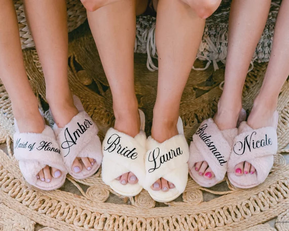 Bride Bridesmaid Slippers  Bachelorette Party  Bridal Shower | Etsy | Etsy (US)
