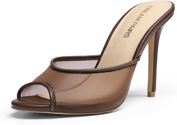 DREAM PAIRS Mule Heels for Women High Heels Stiletto Open Round Peep Toe Mules Sandals Slip on Dr... | Amazon (US)