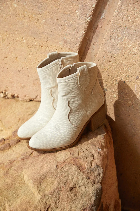 Unite Natural Lizard Ankle Booties | Lulus (US)