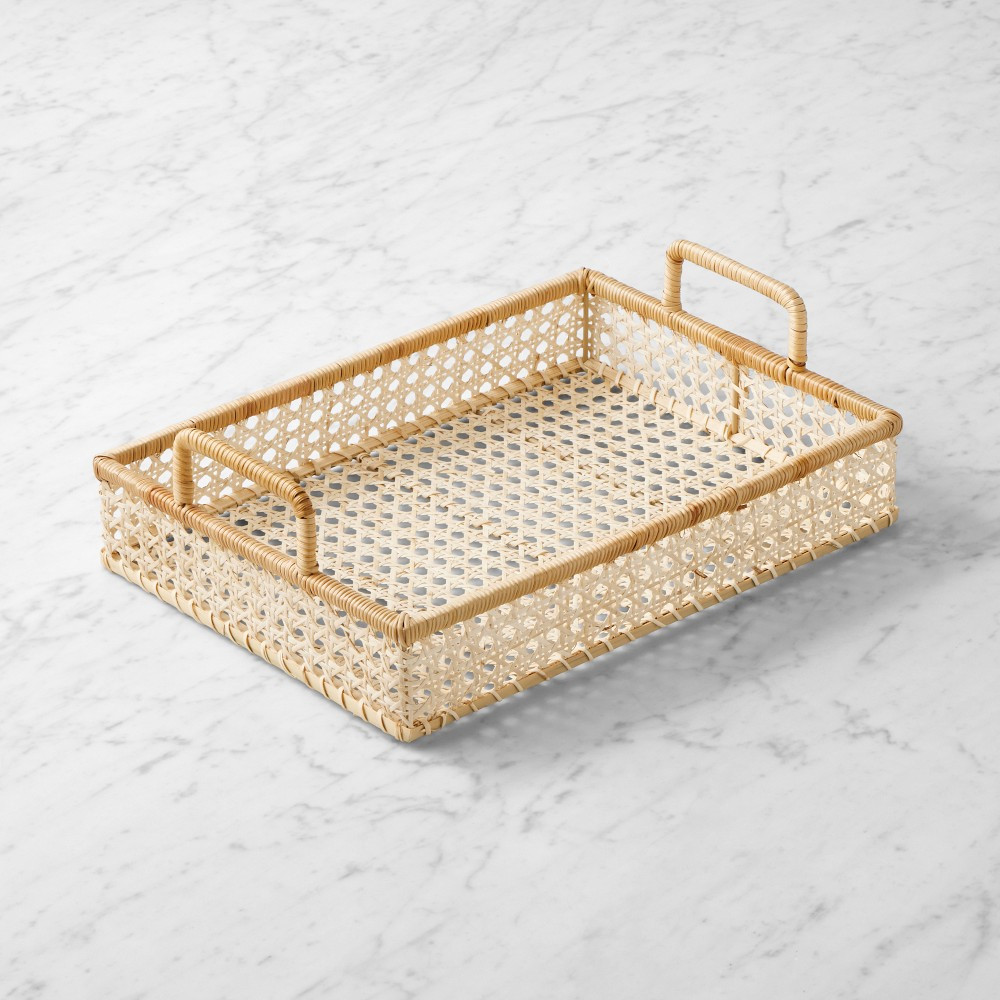 Two Tone Rattan Rectangular Tray | Williams-Sonoma