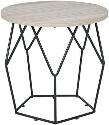 Signature Design by Ashley Waylowe Round End Table, Light Brown/Black | Amazon (US)