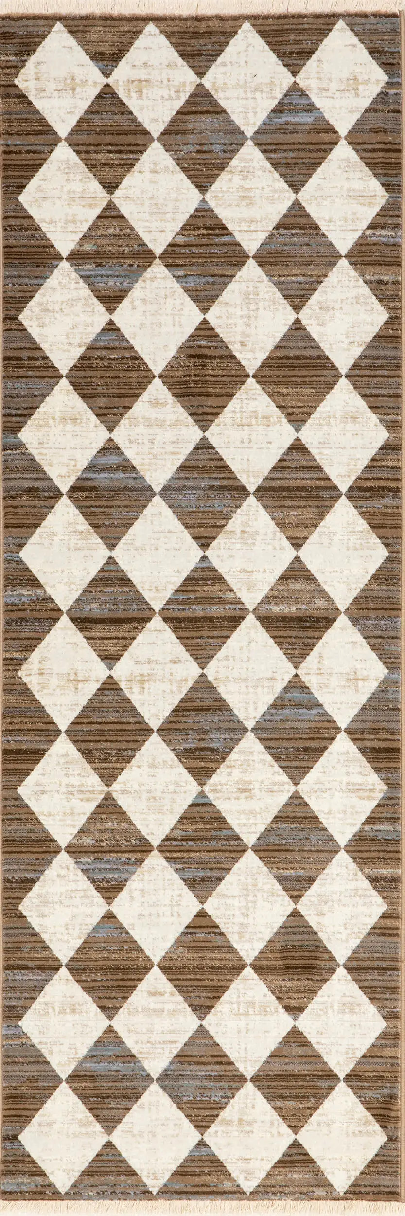 Vanni Checkered Fringed Rug | Beige | Rugs USA