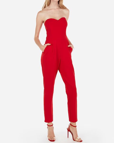 strapless sweetheart neck jumpsuit | Express