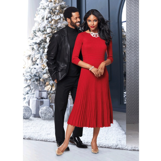 Shimmer Rib Flare Sweater Dress | monroe+main