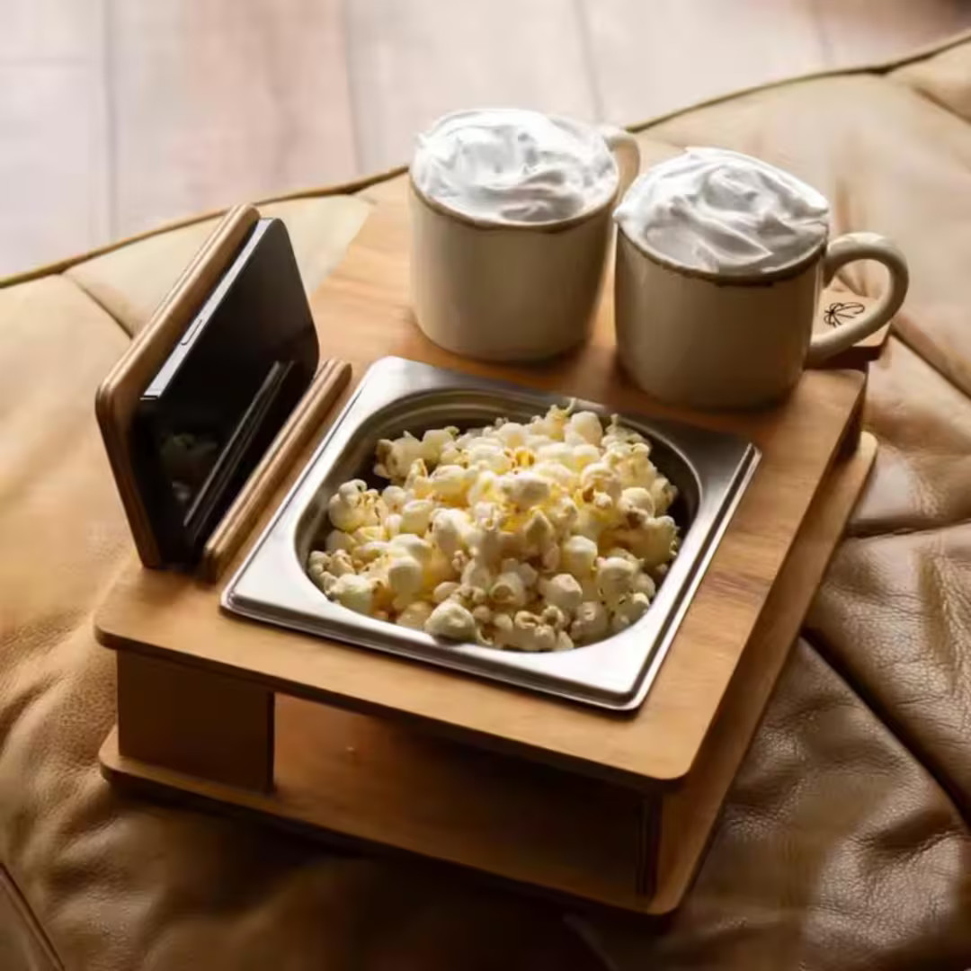 Personalized Couch Snack Bar – Wooden Sofa Tray With Phone Holder – Handmade Pine Wood Snack ... | Etsy (US)