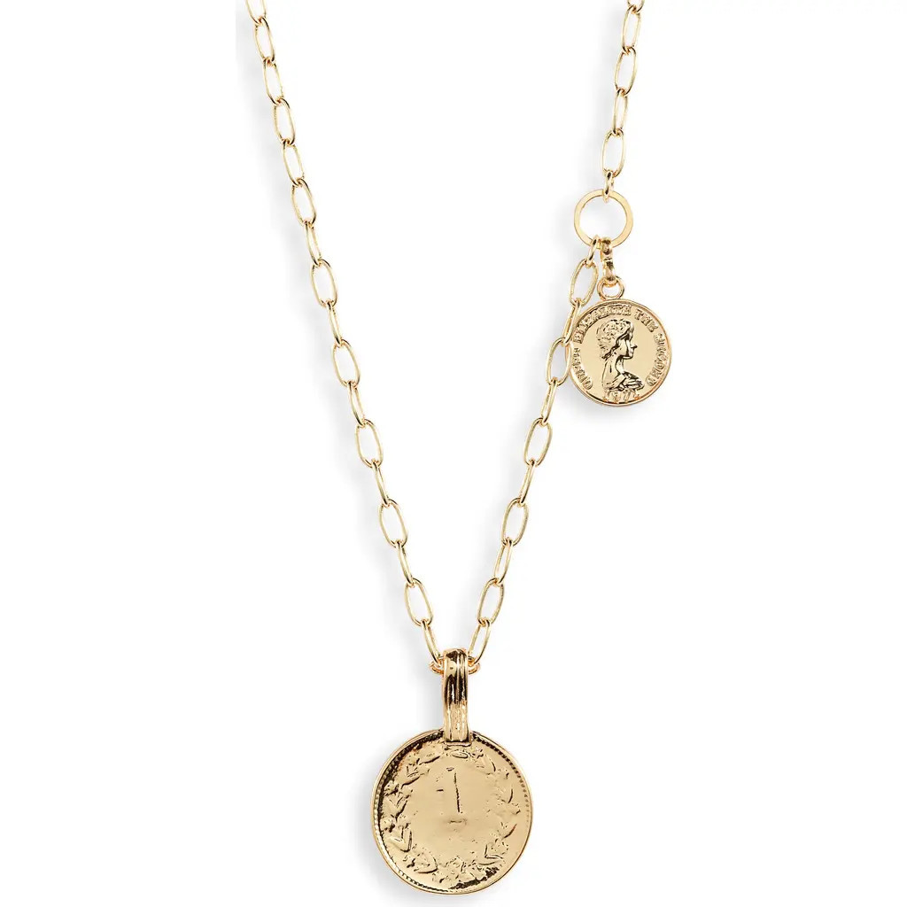 Ettika Double Coin Pendant Necklace in Gold at Nordstrom | Nordstrom