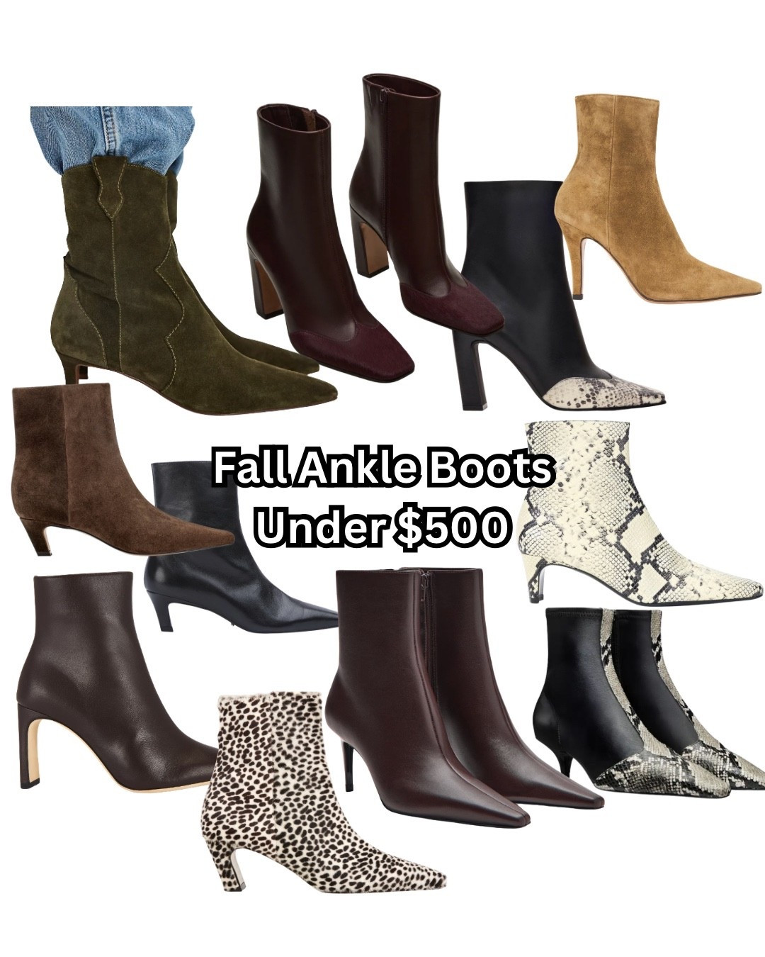The best fall ankle boots all under $500. All real leather and chic silhouettes. Several on sale for Black Friday too!

Khaite dupes, suede booties, leather boot, snakeskin boots, calf hair boots

#LTKHoliday #LTKSaleAlert #LTKCyberWeek