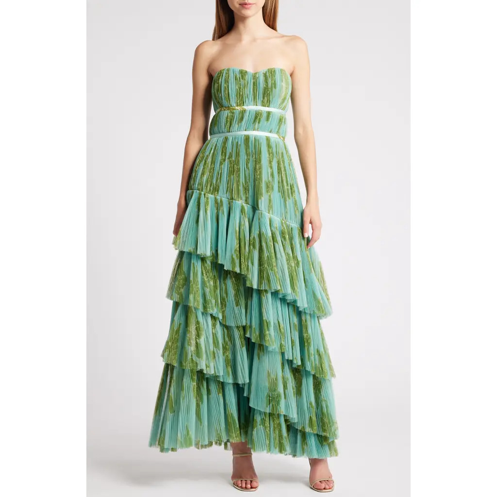 Hutch Strapless Tiered Tulle Gown in Seafoam at Nordstrom, Size 4 | Nordstrom