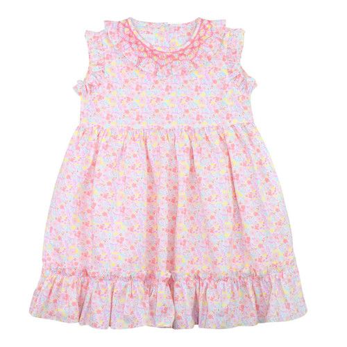 Pink And Yellow Floral Smocked Dress | Cecil and Lou
