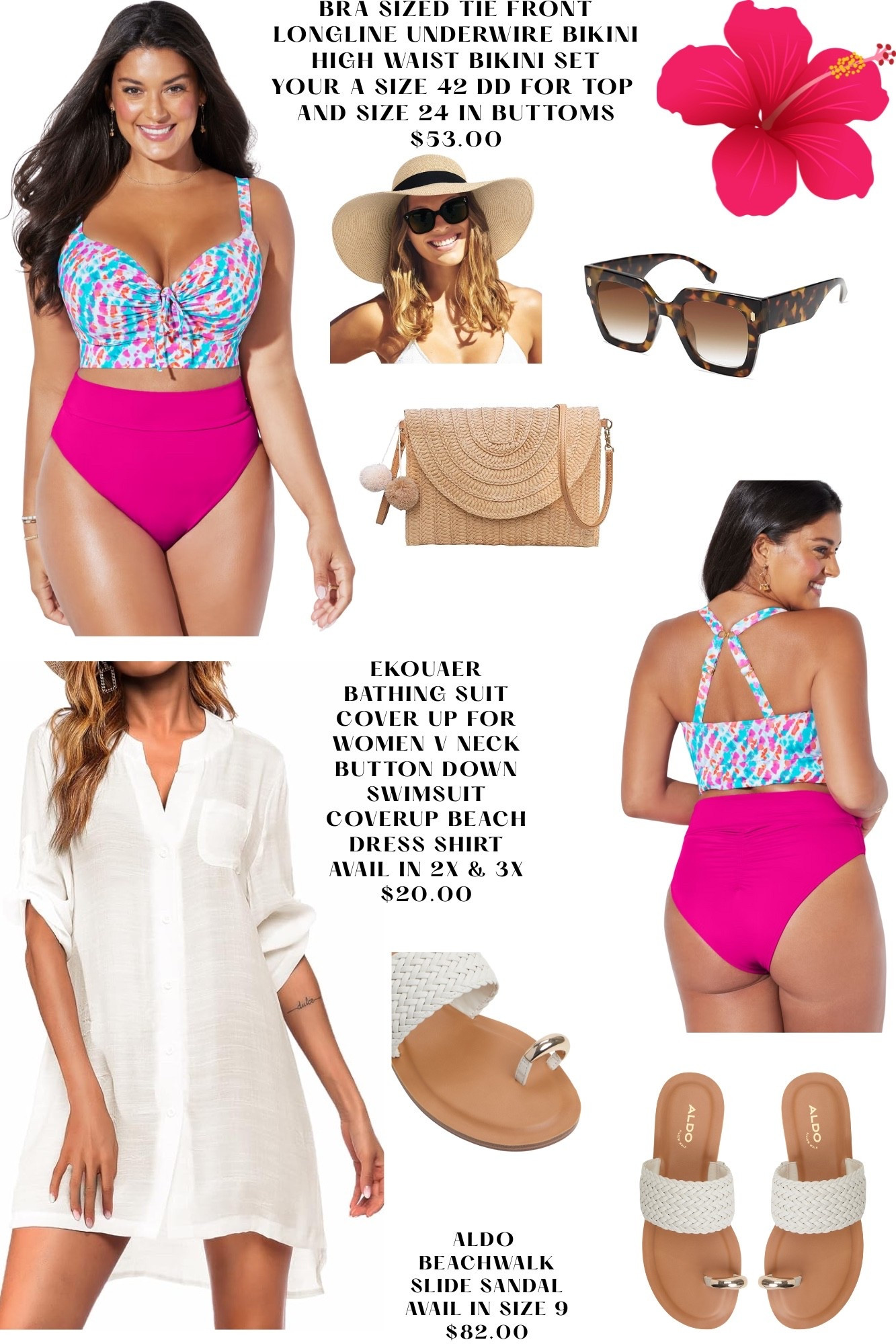 Bikini, high waisted bottoms, sun hat, and accessories to match! ✨

#LTKTravel #LTKStyleTip #LTKPlusSize