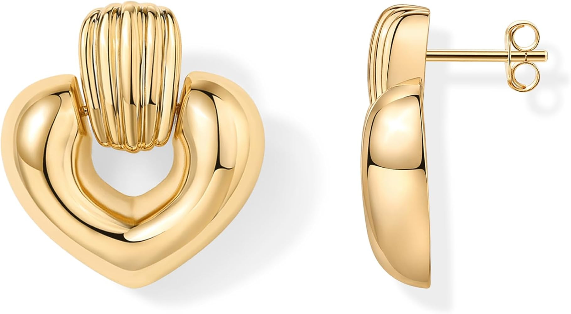 PAVOI 14K Gold Plated Chunky Dangle Door Knocker Earrings for Women | Trendy Geometric Drop State... | Amazon (US)