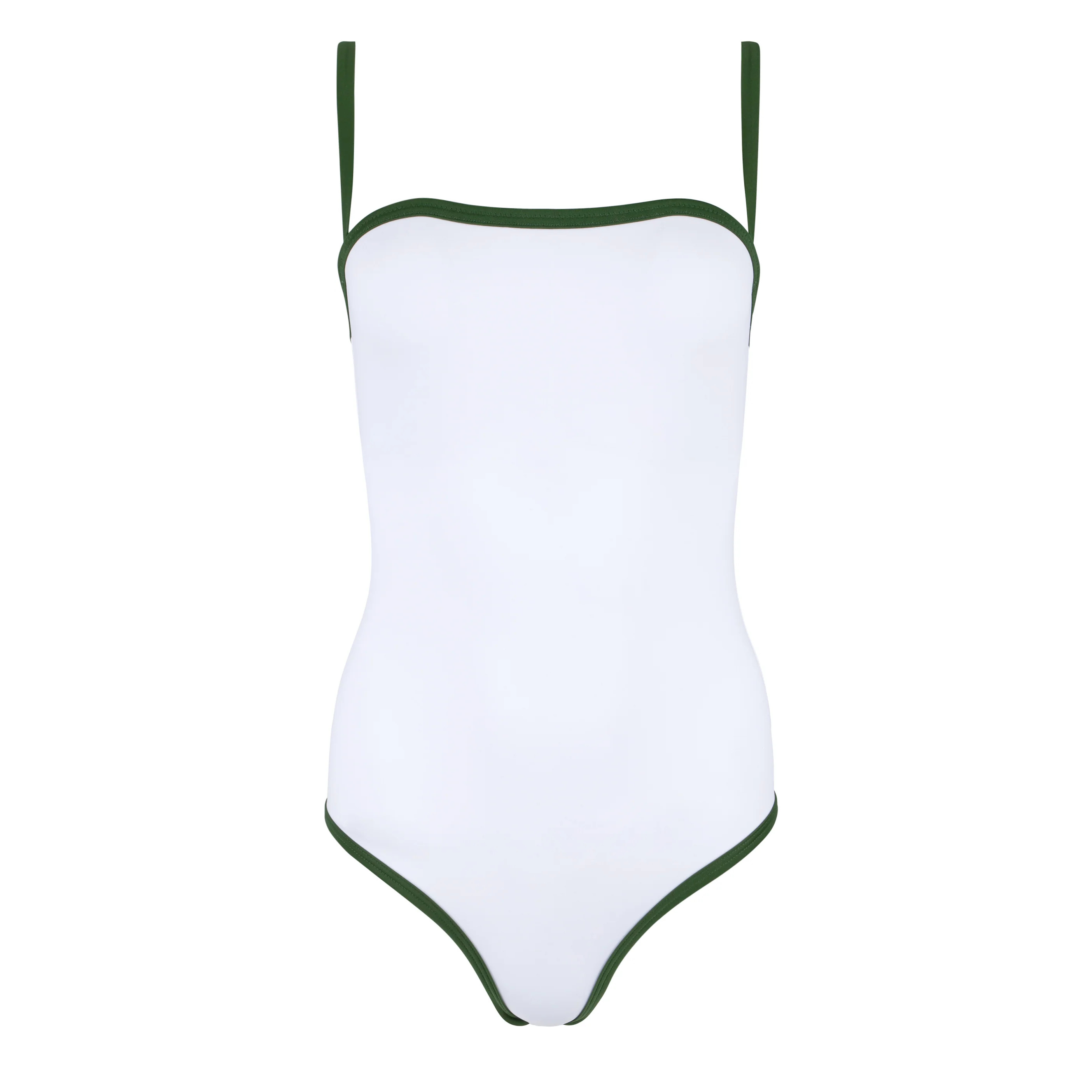 women's white with charleston green trim one piece | minnow