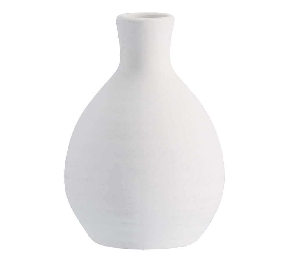 Urbana Ceramic Bud Vases, White - Small Bottle | Pottery Barn (US)