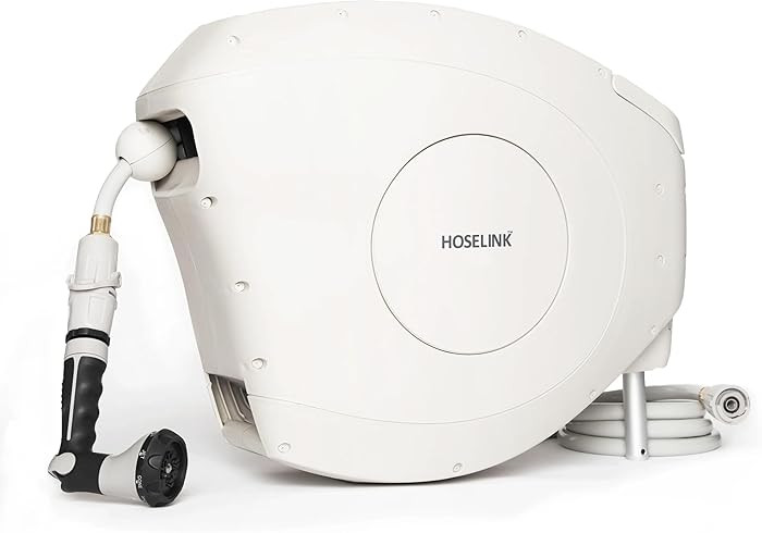 HOSELINK Classic Beige 100ft Automatic Retractable Garden Hose Reel, 1/2" UV-Stabilized Kink-Free... | Amazon (US)
