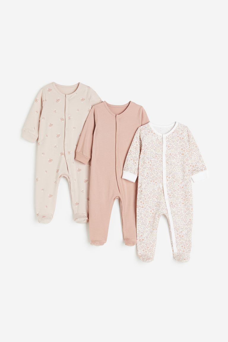 3-pack cotton sleepsuits | H&M (UK, MY, IN, SG, PH, TW, HK)