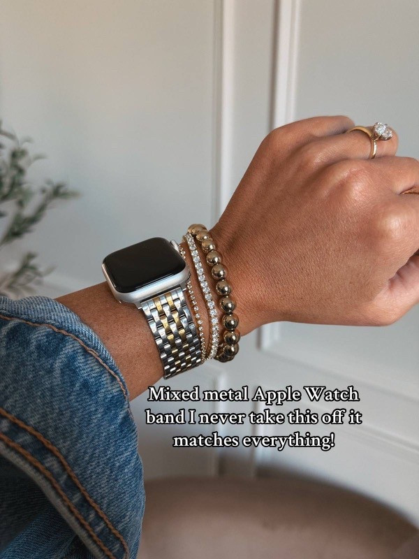 I wear this mixed metal watch band with everything. I love mixing it up with different bracelet stacks!

#LTKGiftGuide #LTKWorkwear #LTKStyleTip