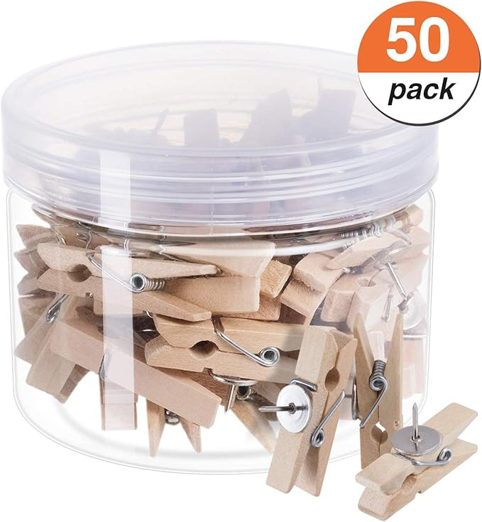 favide Favourde Push Pin with Wooden Clips Pushpins Tacks Thumbtacks for Cork Boards Artworks Not... | Amazon (US)