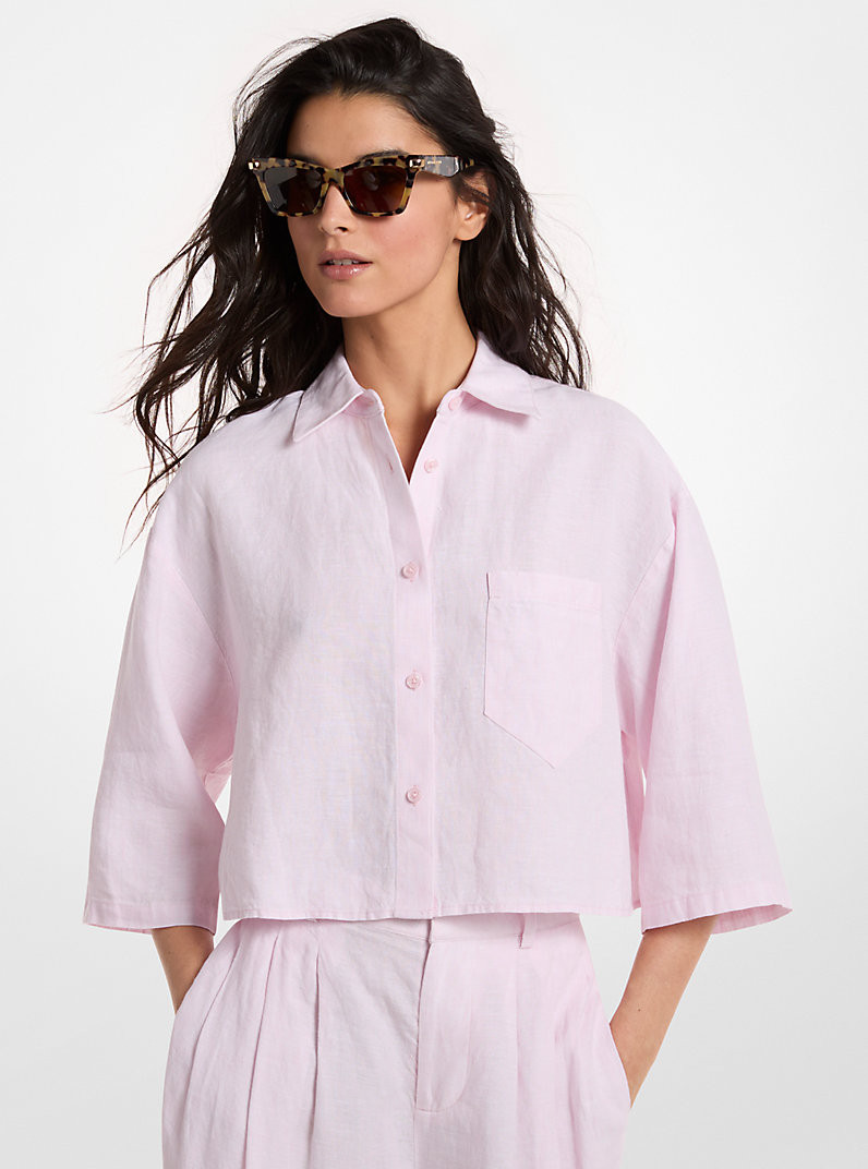 Linen Cropped Shirt | Michael Kors US