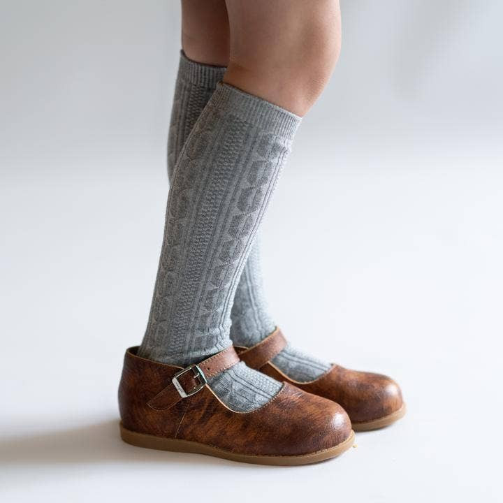 Gray Knit Knee High Socks | June+Grey