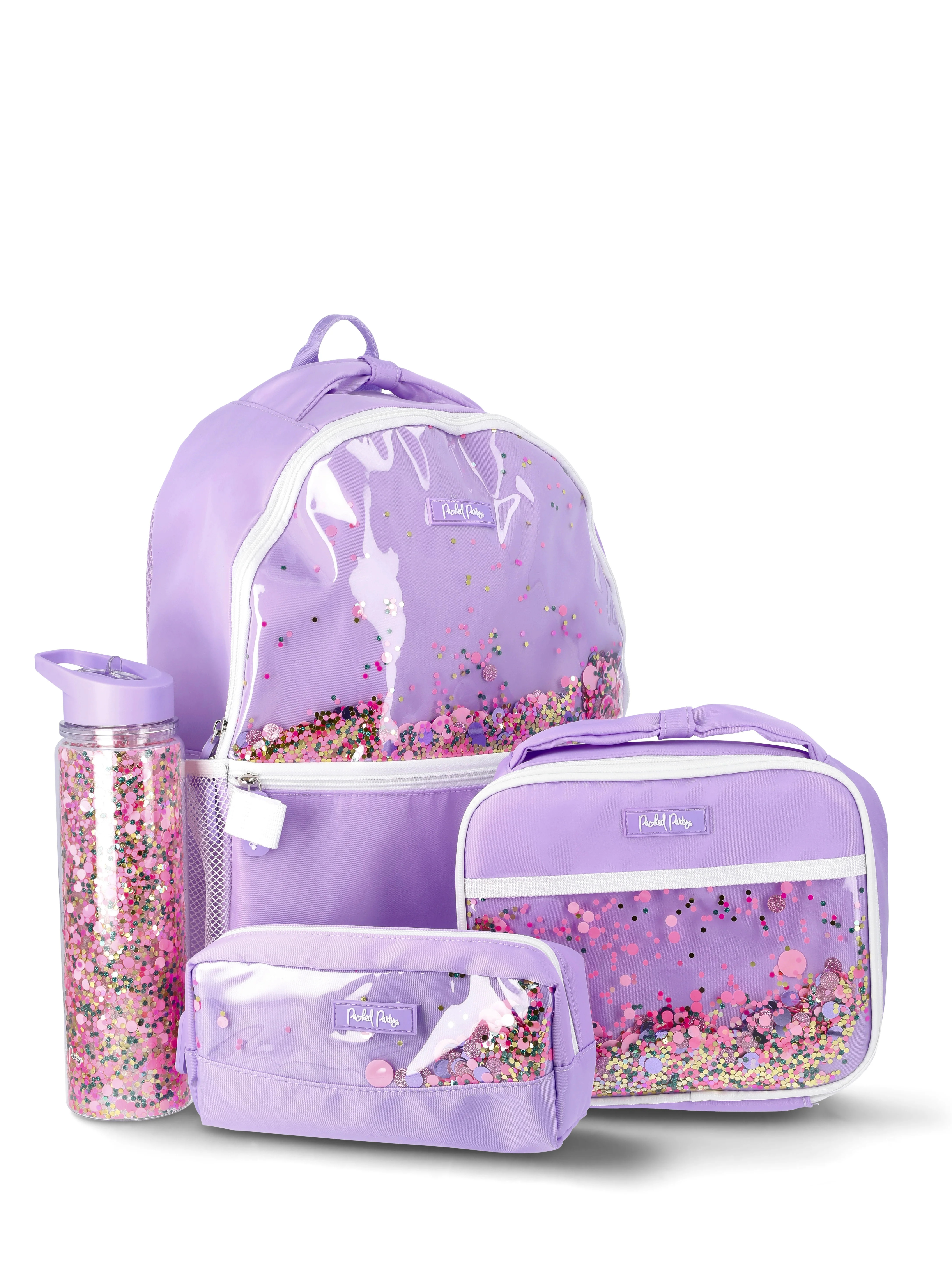 Packed Party Girls 17" Confetti 4-Piece Backpack Set, Purple | Walmart (US)