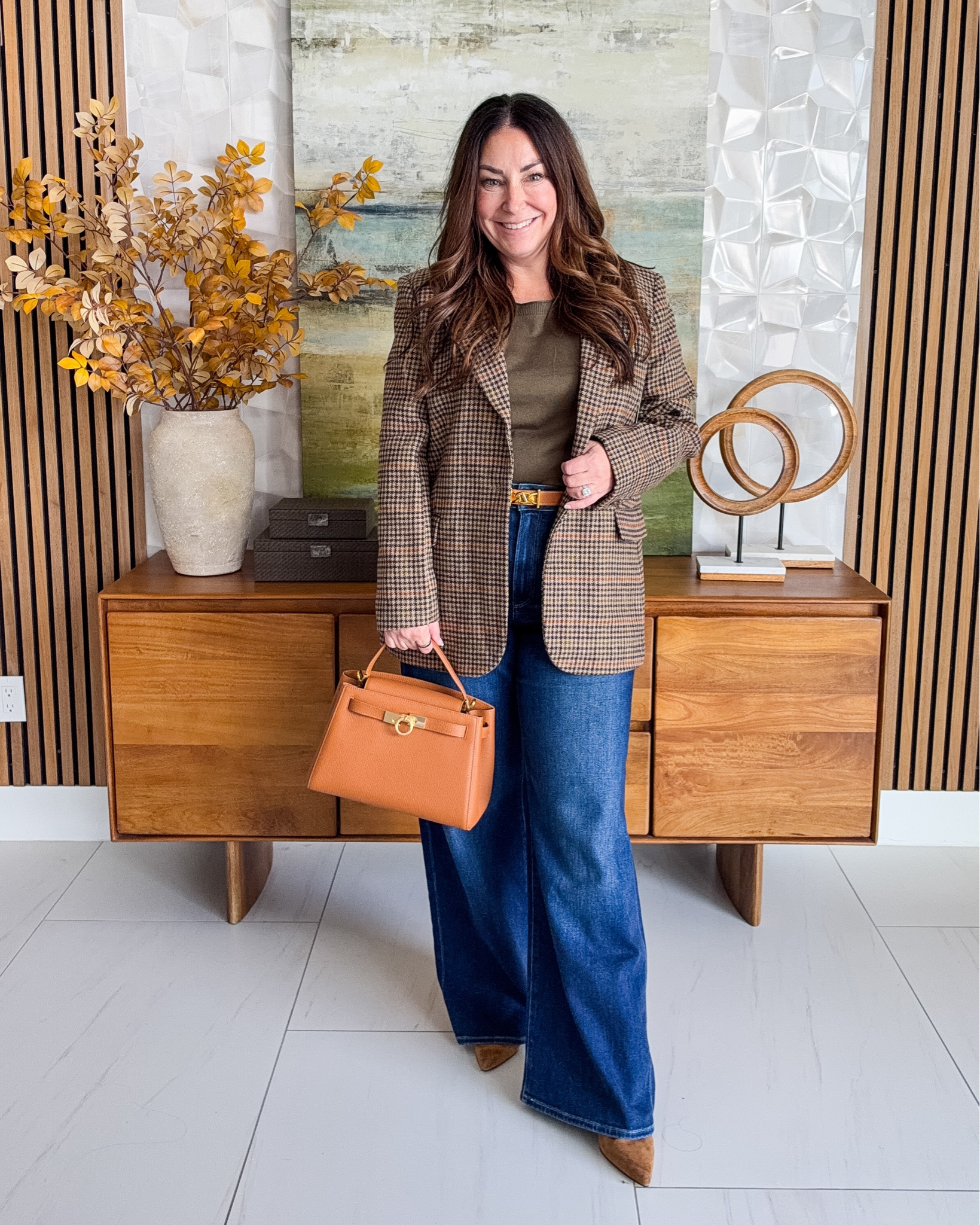 Plaid blazers are one of those fall pieces I keep coming back to! 🍂 Love it paired with a simple sweater, wide leg jeans and warm cognac accessories. 🔗👇
📏 Wearing: Sweater TTS, L | Jeans TTS, 31 | Jacket TTS

#LTKSeasonal #LTKOver40 #LTKMidsize