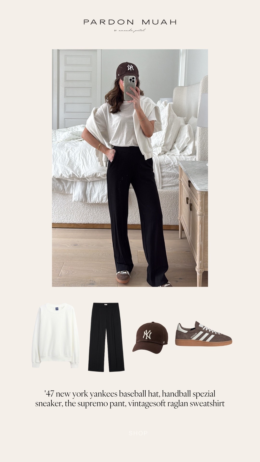 '47 new york yankees baseball hat, handball spezial sneaker, the supremo pant, vintagesoft raglan sweatshirt

#LTKHoliday #LTKdayinmylife #LTKGiftGuide