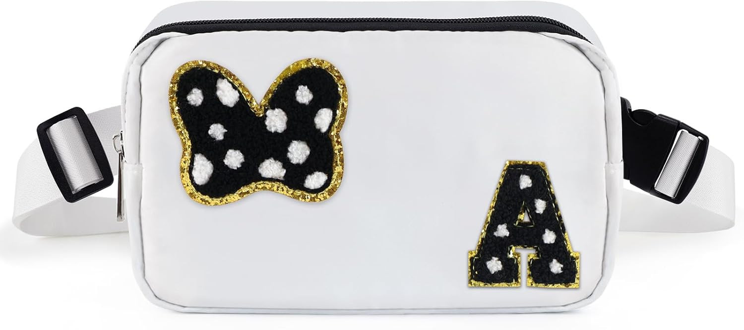Chenille Initial Letter Bow Mouse Fanny Pack, Waterproof Park Crossbody Bag Christmas Birthday Gi... | Amazon (US)
