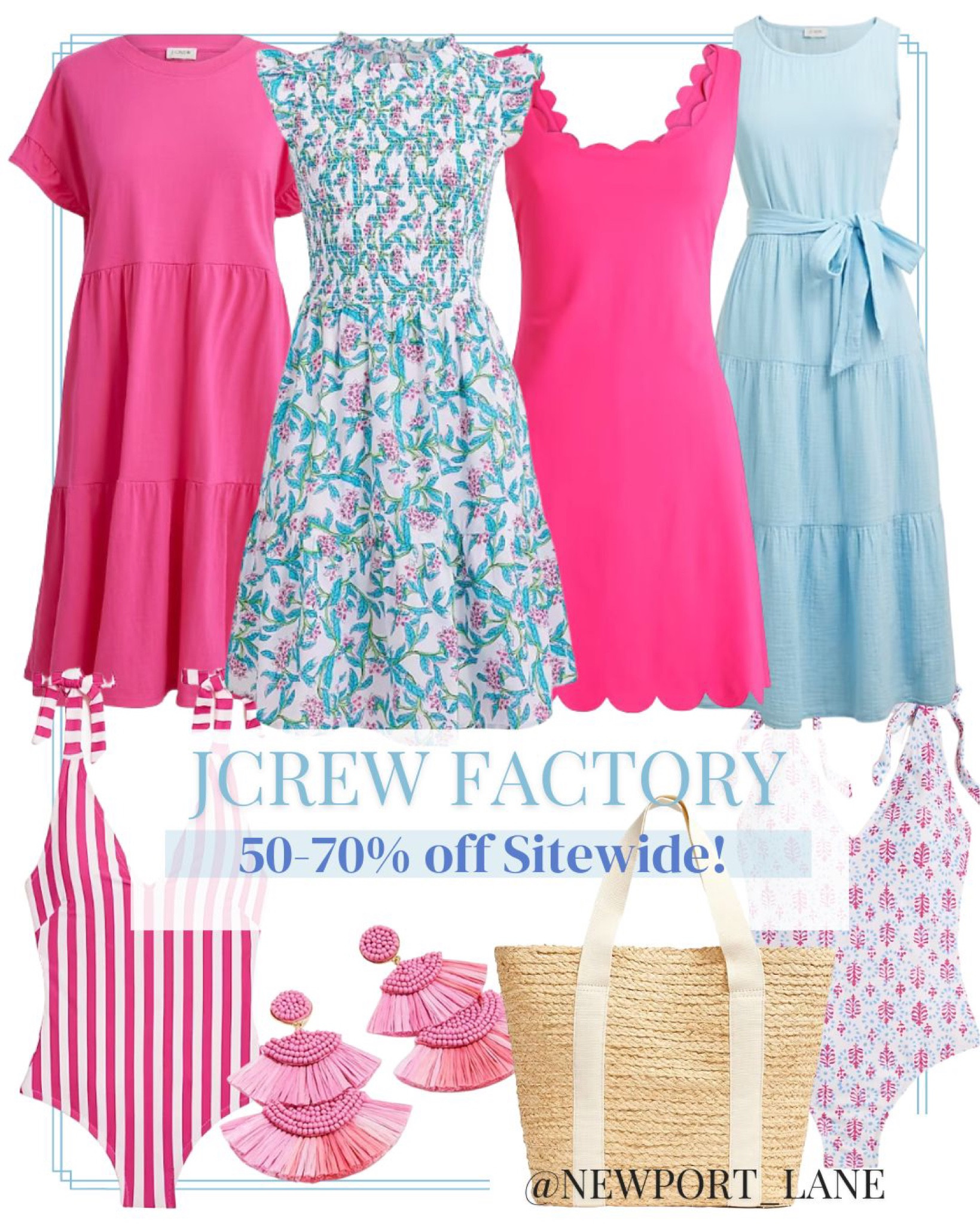 Summer dress, spring dress, pink dress, sundress, scalloped dress, blue dress, floral dress, swimsuit, one piece swimsuit, straw bag, raffia earrings, pink and blue, JCrew Factory, Memorial Weekend sale



#LTKsalealert #LTKhome #LTKunder100