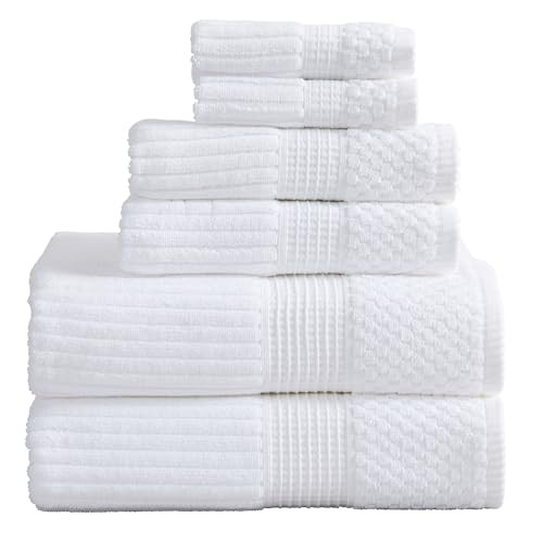 Springtree Home 100% Cotton Bath Towel Set | 6 Piece Set | Absorbent & Quick-Dry Bath Towels | Textured and Durable Cotton | Krista Collection (Bright White) | Amazon (US)