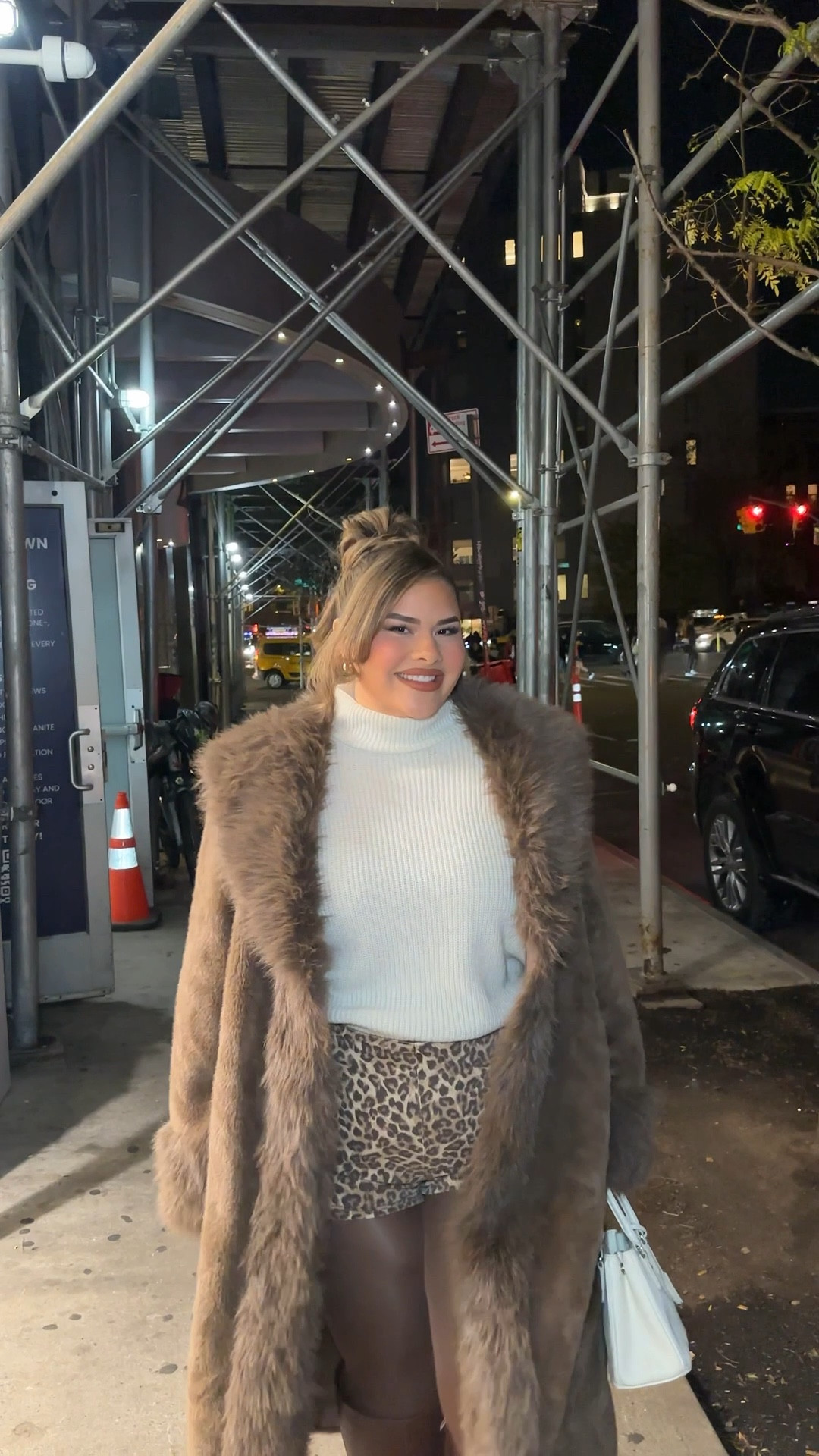 NYC outfit day one ✨ such a cheetah girls look! Wearing size XL in the shorts, 3x in the stockings and 1x in the jacket!

#LTKMidsize #LTKHoliday #LTKootd