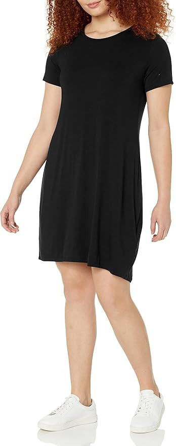 Daily Ritual Women's Jersey Standard-Fit Short-Sleeve Scoopneck T-Shirt Dress | Amazon (US)