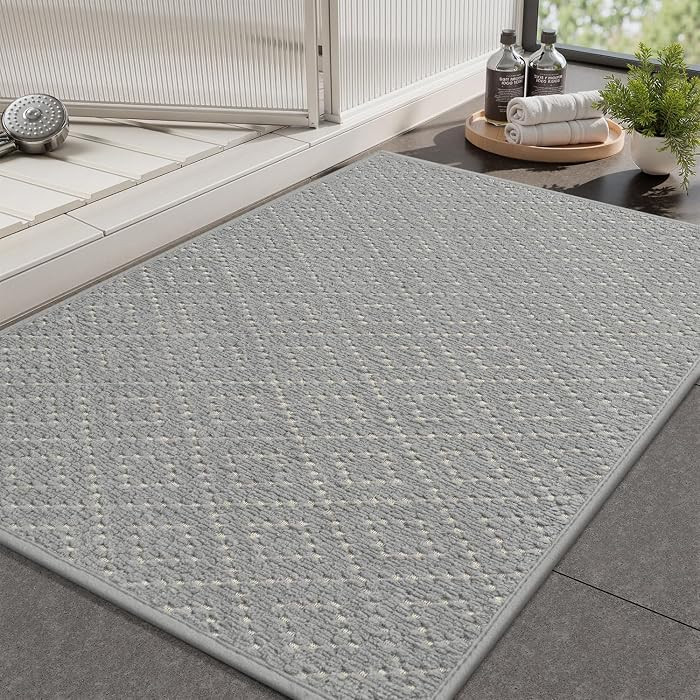 AMOAMI Thin Bath Mat, Super Absorbent Bath Mats for Bathroom, Quick Dry Rubber Backed Bath Rug No... | Amazon (US)