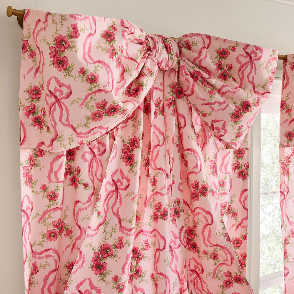 LoveShackFancy Fête de L'eau Oversized Bow Light-Filtering Curtain | Pottery Barn Teen