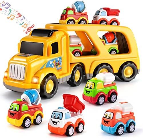 TEMI Construction Truck Toys for 3 4 5 6 Year Old Boys, 5-in-1 Friction Power Toy for Kids 3-5, C... | Amazon (US)