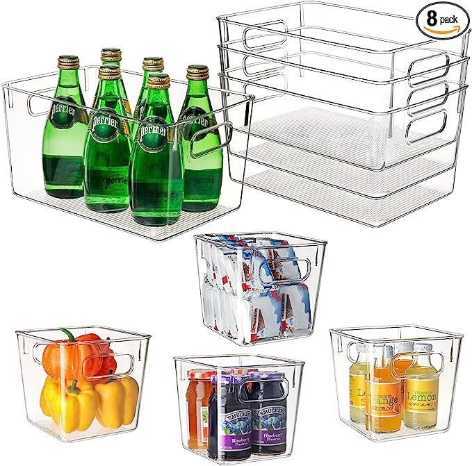 Clear Plastic Storage Bins, 4 Large and 4 Small Pantry Organization Containers for Organizing Kit... | Amazon (US)